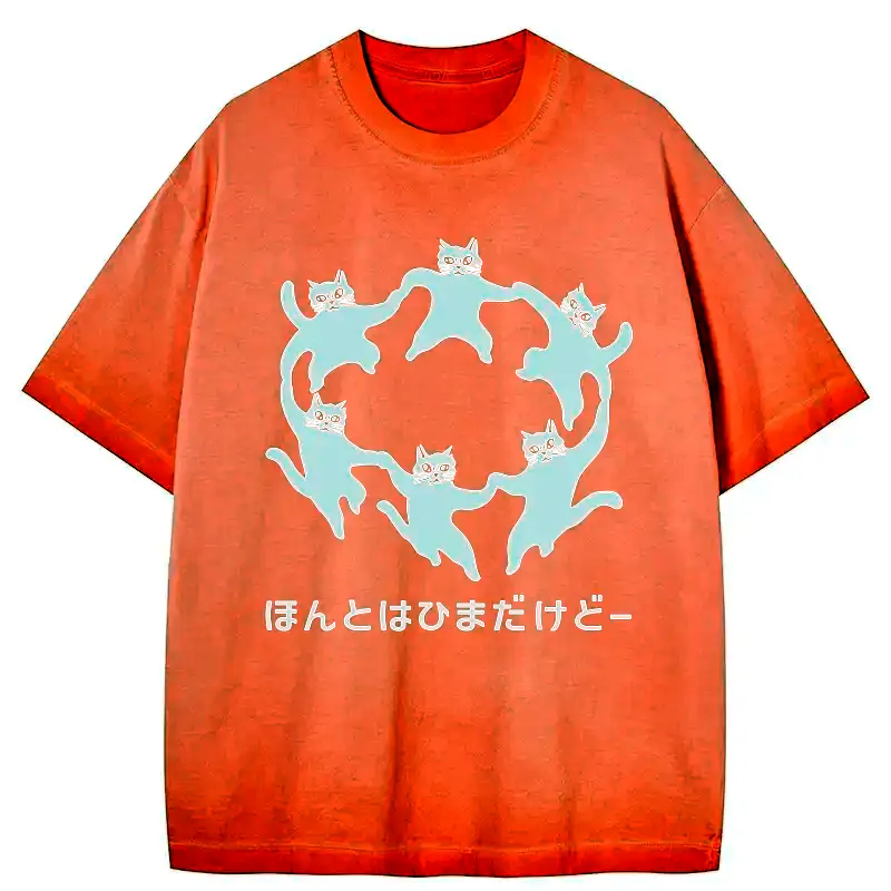 Japanese gradient washed t-shirt for daily wear