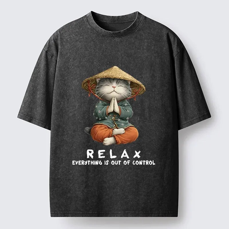 japanese zen cat graphic t-shirt