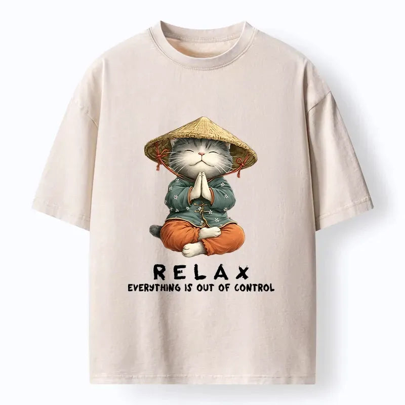 japanese zen cat graphic t-shirt