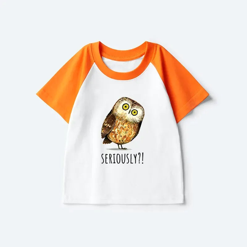 Kyoto-Lion Seriously Confused Owl Meme Art Kids Raglan T-shirt