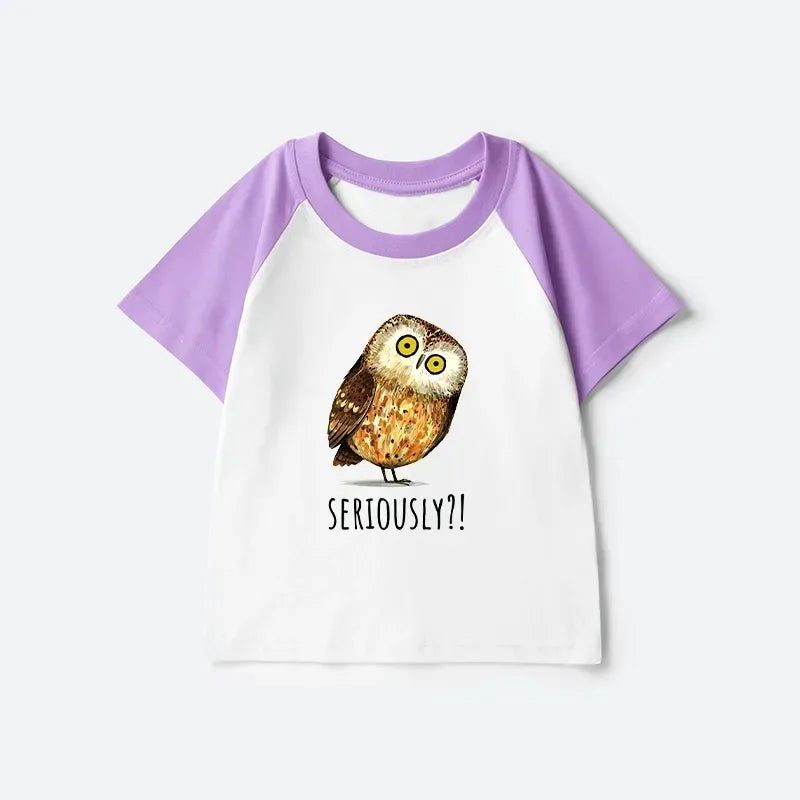 Kyoto-Lion Seriously Confused Owl Meme Art Kids Raglan T-shirt