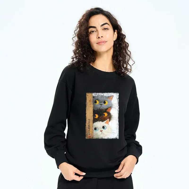 three cute cats sweatshirt for daily wear
