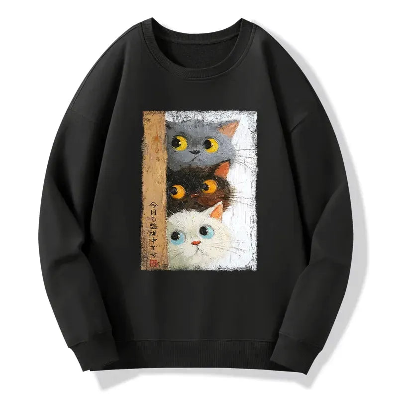 three cute cats sweatshirt for daily wear