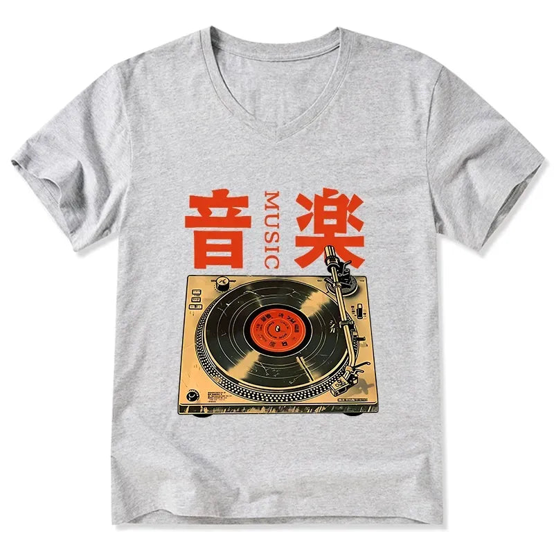 Vintage Record Player T-Shirt for Summer
