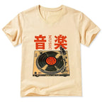 Japanese Retro Music V-Neck T-Shirt