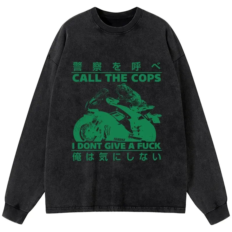 funny frog riding motorcycle washed t shirt
