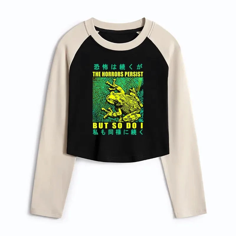 The Horrors Persist frog shirt for women
