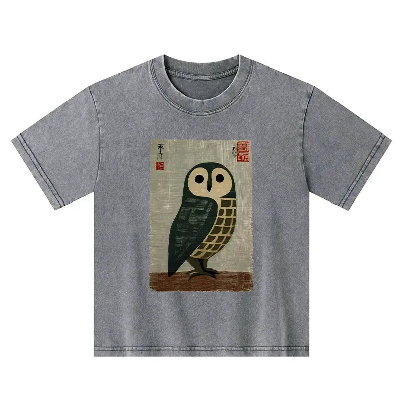 Japanese owl kids t-shirt gift idea
