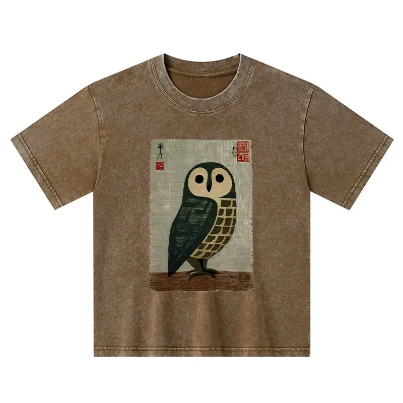 Japanese owl kids t-shirt gift idea