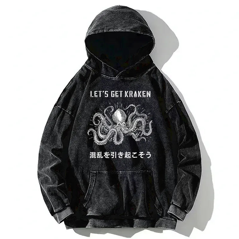 funny octopus washed hoodie for men