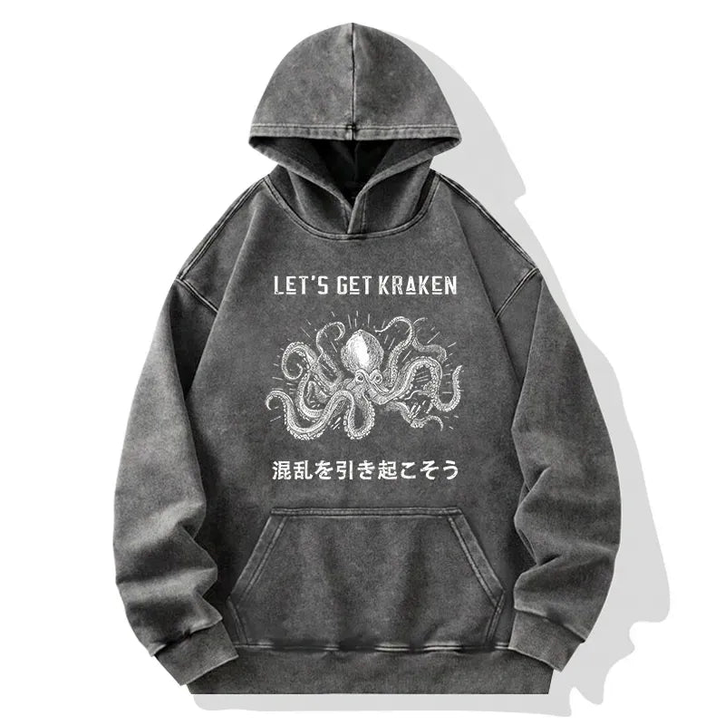 funny octopus washed hoodie for men