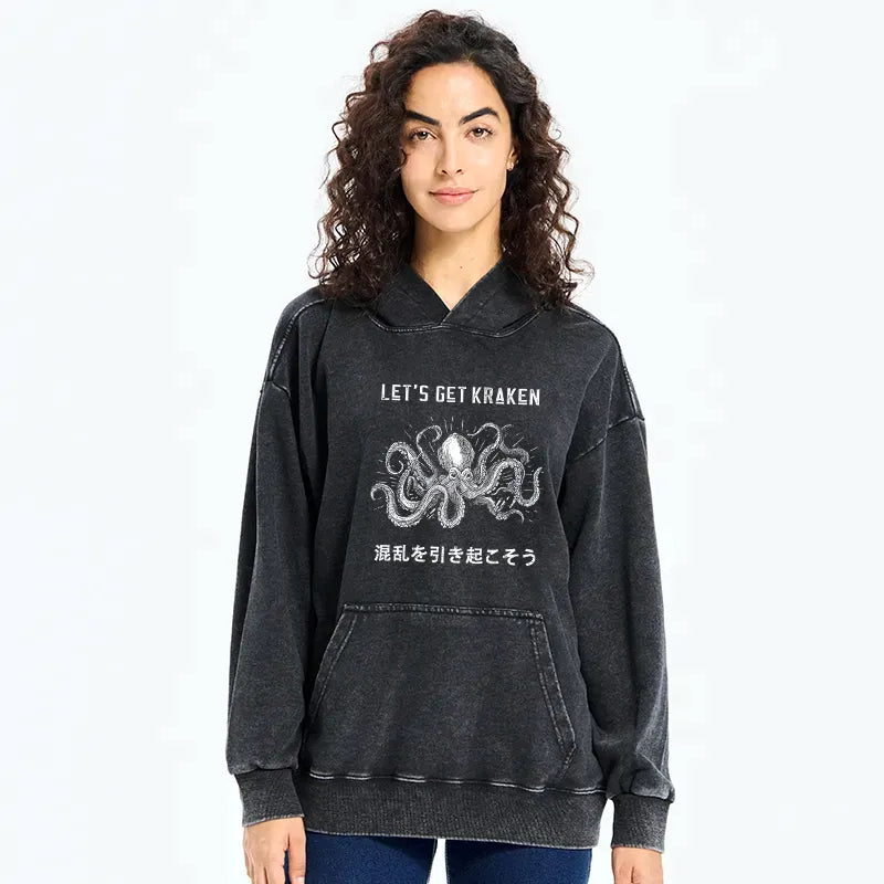 funny octopus washed hoodie for men