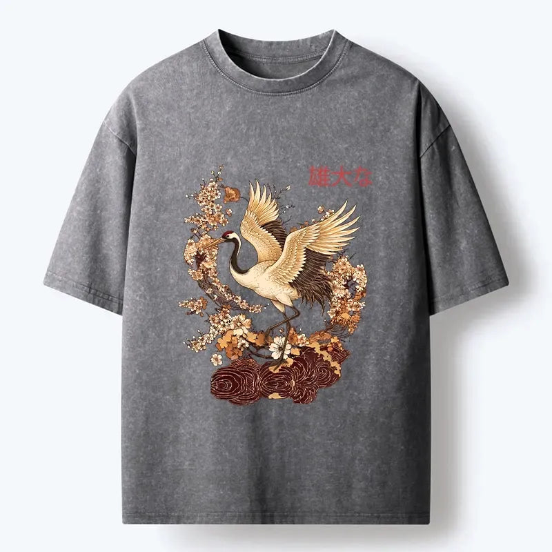 Japanese Sakura Washed T-Shirt for Summer