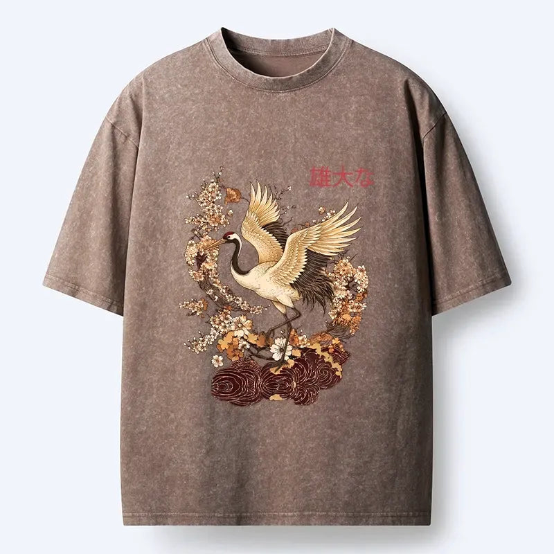 Japanese Sakura Washed T-Shirt for Summer
