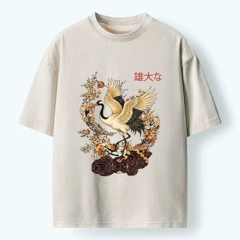 Red Crowned Crane Vintage T-Shirt Gift Idea
