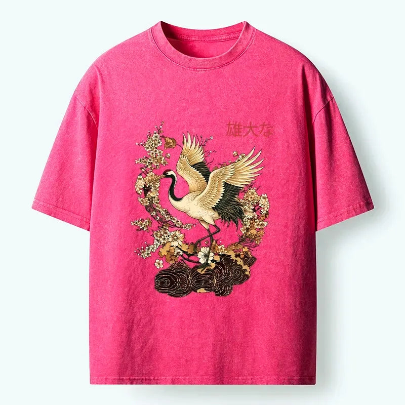 Red Crowned Crane Vintage T-Shirt Gift Idea
