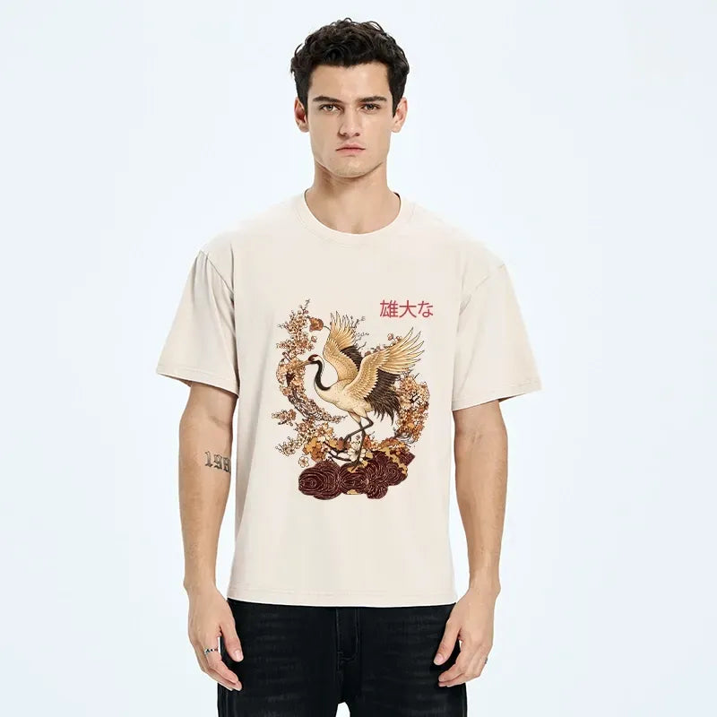Japanese Sakura Washed T-Shirt for Summer