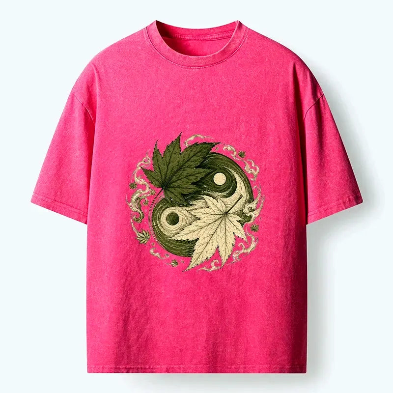 Kyoto-Lion Maple Yin Yang Art Washed T-Shirt