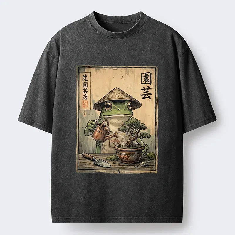 Japanese frog bonsai t-shirt for men