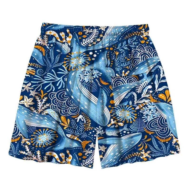 Japanese whale swim trunks for men