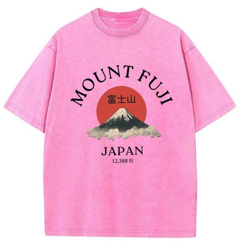 Kyoto-Lion Japan Mount Fuji Sun Unisex Washed T-Shirt