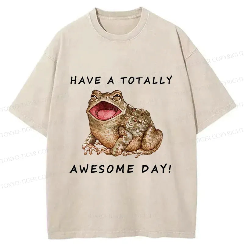 Kyoto-Lion Toad Is Very Happy Washed T-Shirt