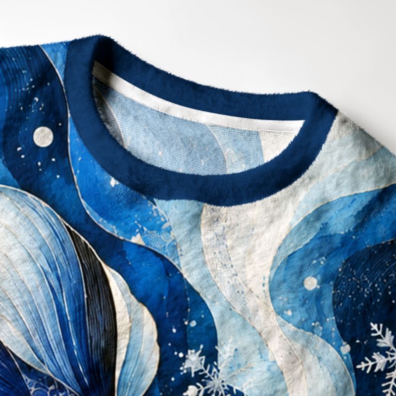 Kyoto-Lion Winter Koi Wave Art Fuzzy Christmas Ugly Sweatshirt