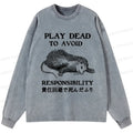 Kyoto-Lion Play Dead To Avoid Responsibility Washed Long Sleeve T-Shirt