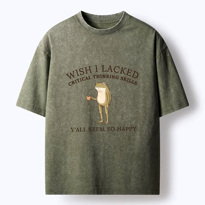 Kyoto-Lion Wise Frog Life Meme Washed T-Shirt