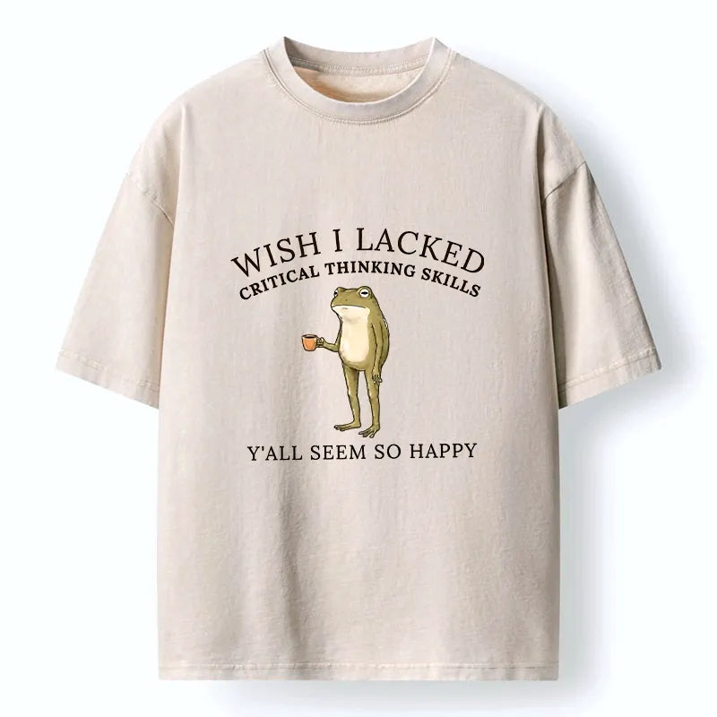 Kyoto-Lion Wise Frog Life Meme Washed T-Shirt