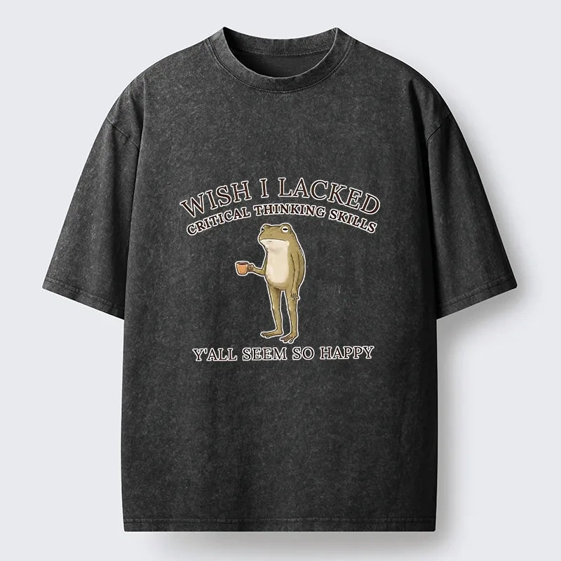 Kyoto-Lion Wise Frog Life Meme Washed T-Shirt