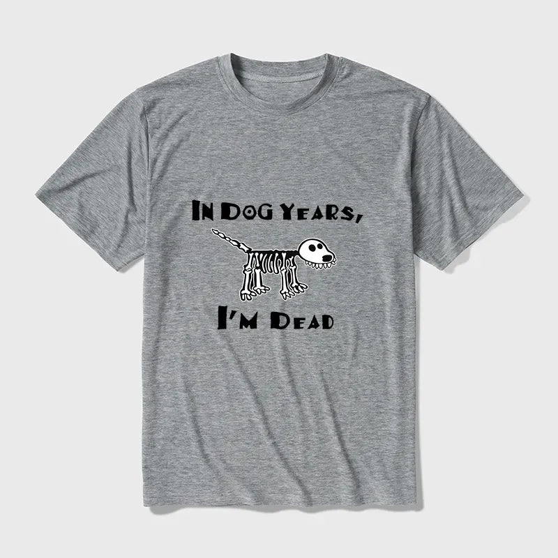 Kyoto-Lion Funny Meme Old Dog Dead In Dog Years Vibe Cotton Blend T-Shirt