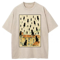 Vintage Washed Cat T-Shirt for Streetwear