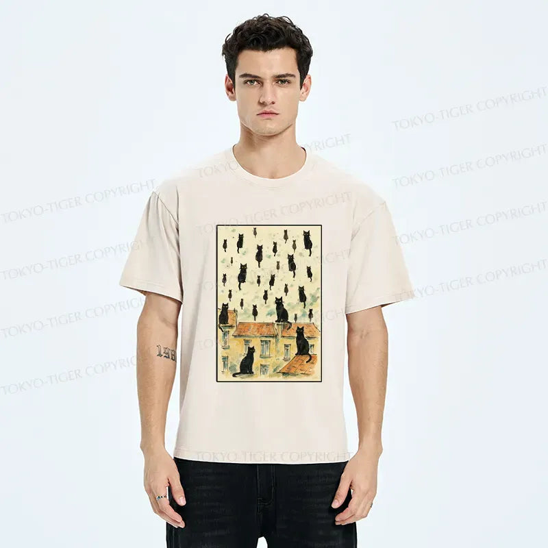 Floating Cats Japanese T-Shirt for Daily Wear
