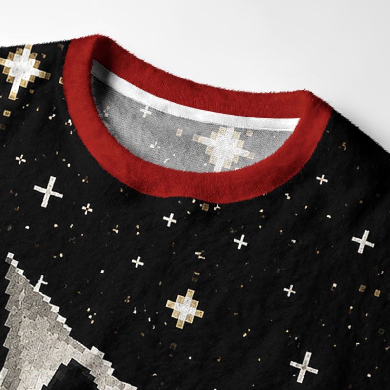 Kyoto-Lion Breakout Black Cat Fuzzy Christmas Ugly Sweatshirt