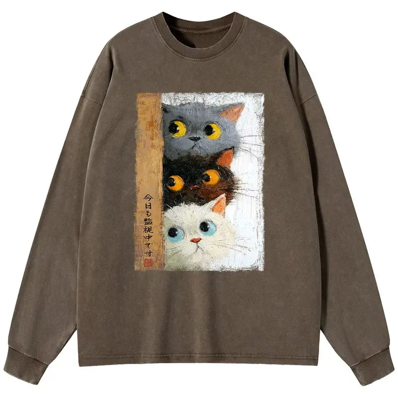 Trendy Japanese Cat Long Sleeve Unisex