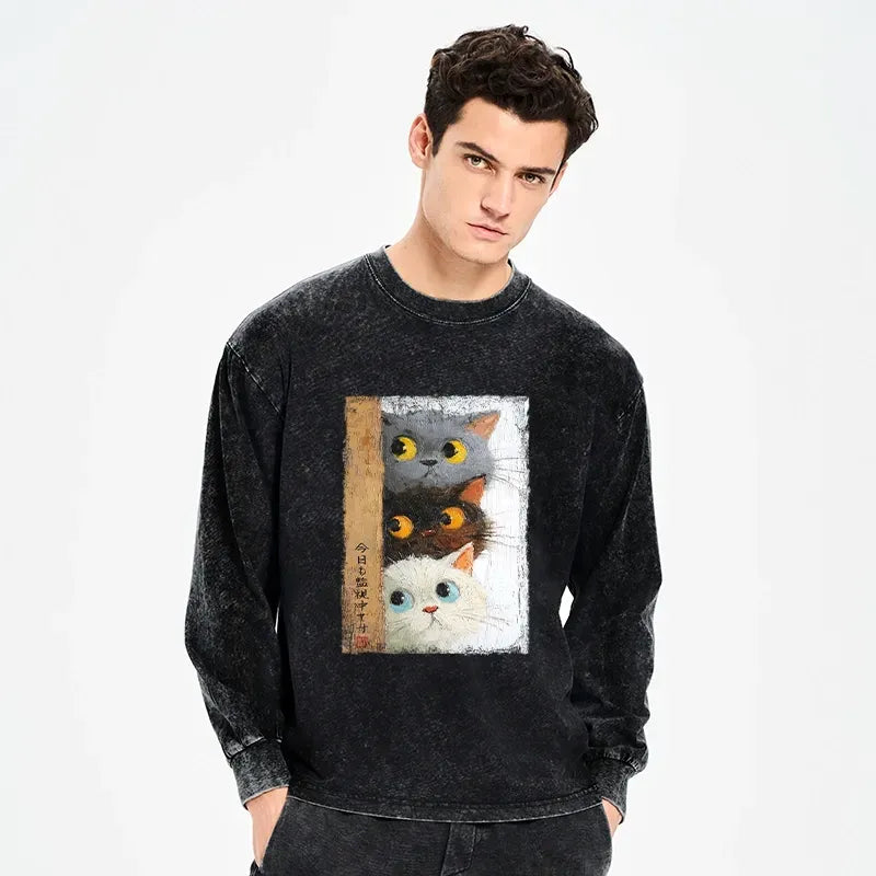 Washed Long Sleeve T-Shirt Free Shipping