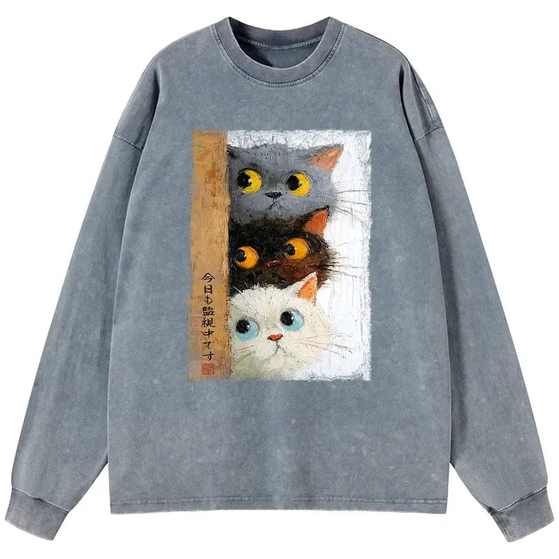 Washed Long Sleeve T-Shirt Free Shipping