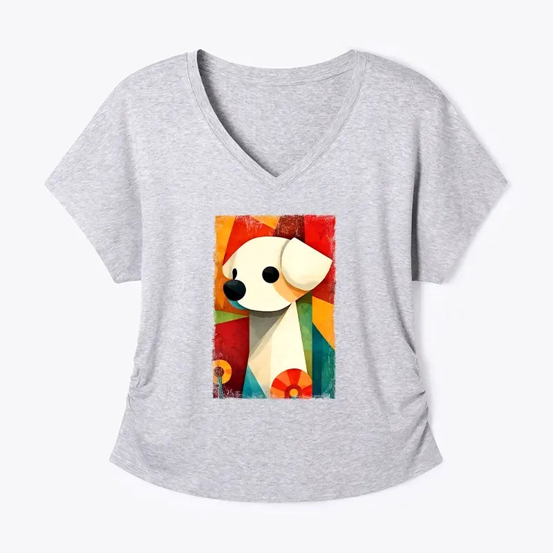 Retro Puppy Art Modal T-Shirt for Women