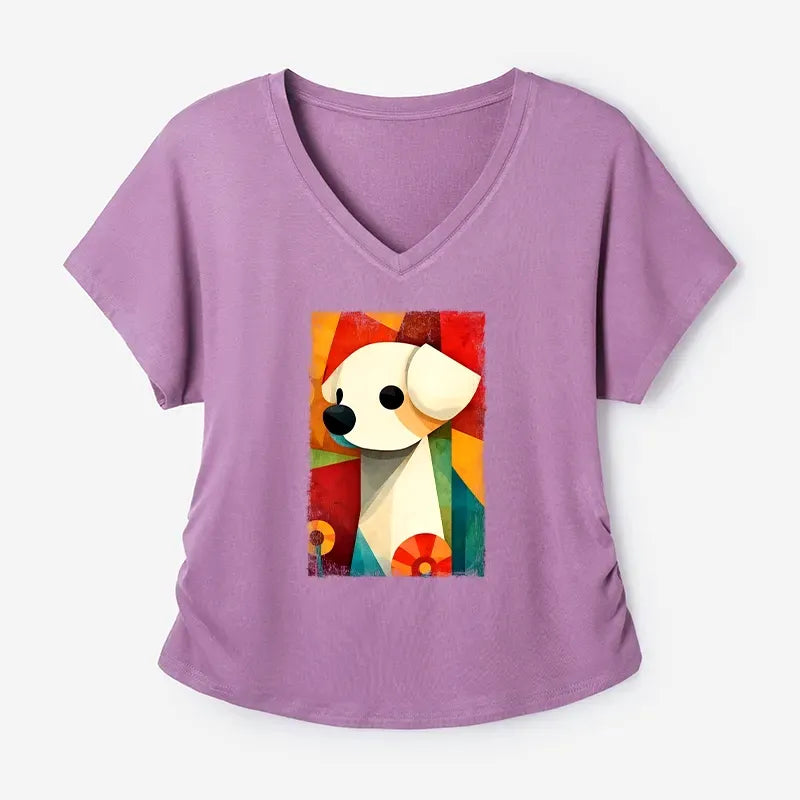 Retro Puppy Art Modal T-Shirt for Women