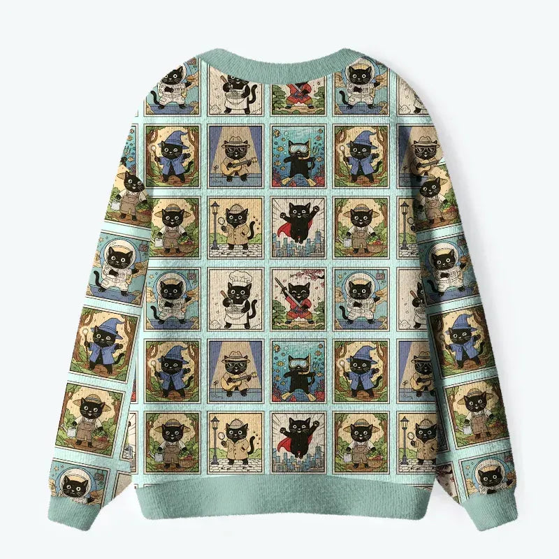 vintage Kyoto cat sweater for casual