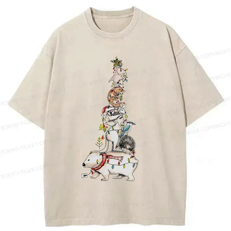 Kyoto-Lion Australian Christmas Tree Washed T-Shirt