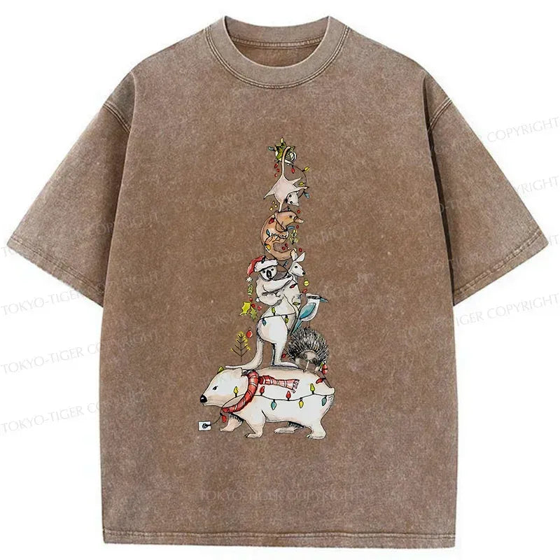 Kyoto-Lion Australian Christmas Tree Washed T-Shirt