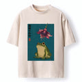 Kyoto-Lion Ukiyo E Rain Frog Art Washed T-Shirt
