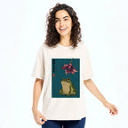Kyoto-Lion Ukiyo E Rain Frog Art Washed T-Shirt