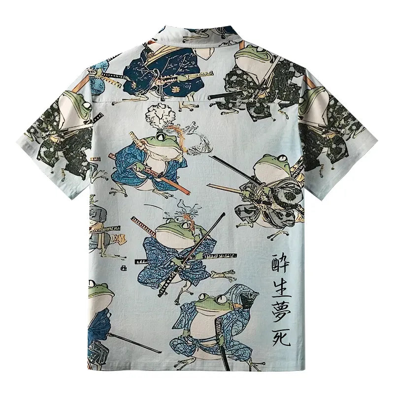 Kyoto-Lion Frog Samurai Aloha Hawaiian Shirt