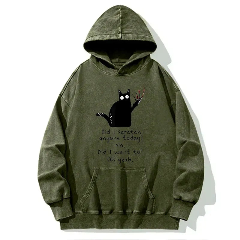 Kyoto-Lion Cats With Sharp Claws Washed Hoodie