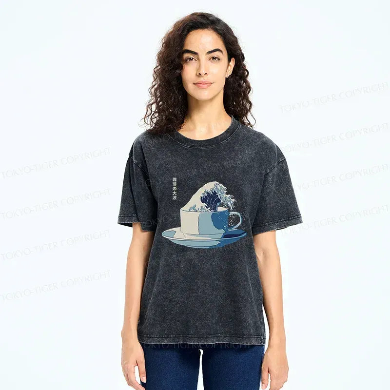 Japanese Retro Teacup Wave T-Shirt