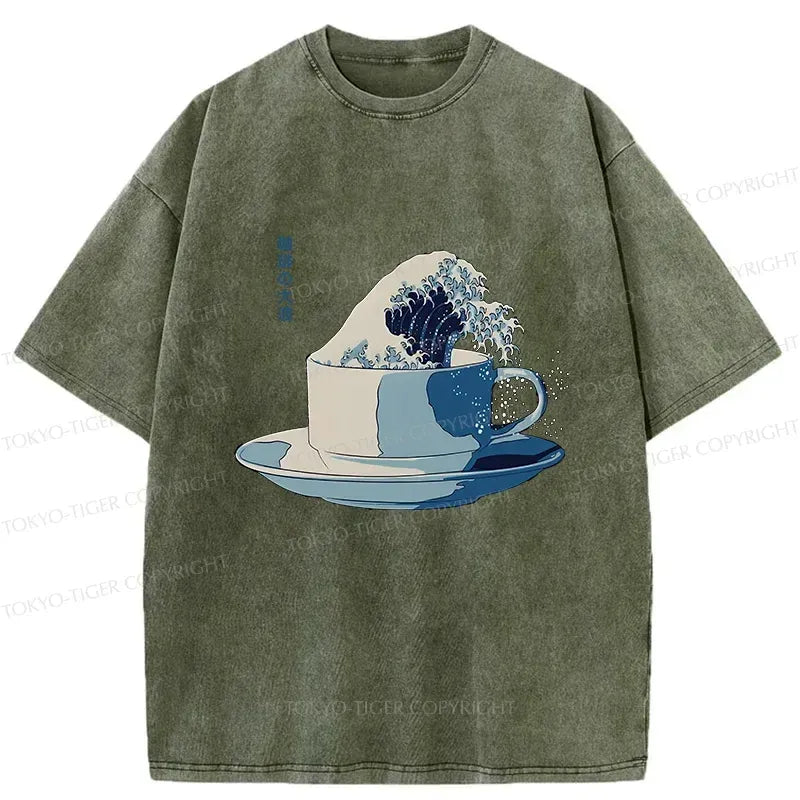 Japanese Retro Teacup Wave T-Shirt