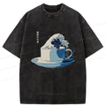 Kyoto-Lion Retro Teacup Wave Washed T-Shirt